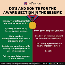 Do S And Don Ts For The Award Section In The Resume Resume Tips Resume Resume Profile