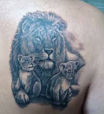 Lion And Cubs Tattoo Nice Tattoo For A Mother To Represent Her And Her Kids Lion Tattoo Sleeves Mens Lion Tattoo Lion Tattoo Design