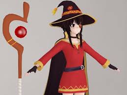 T Pose Nonrigged Model Of Megumin Anime Girl 3d Model Max Fbx