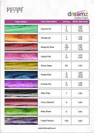 dreamz color chart crochet hooks knitting needles