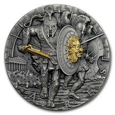 2017 Niue 2 Oz 2 Silver Coin Gods Of War Ares Gilding Coin Art Silver Coins Coins