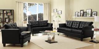 Living Room Design With Black Leather Sofa