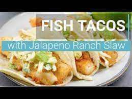 Homemade jalapeño ranch dressing for salads, taco salads, or tacos! Fish Tacos With Jalapeno Ranch Slaw