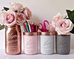 Fard A Joues De Dortoir Decor Cuivre Rose Peint Mason Jar Crayon Porte Vase Ce Bricolage Pour La Chambre Bocaux Peints Decoration Chambre Universitaire