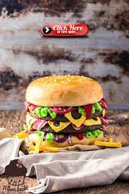 Schritt Fur Schritt Anleitung Hamburger Motif Cake Fondant Cake Tutorial Hamburger Cake Childrens Birthday Cakes