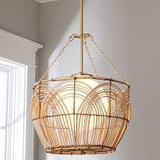 Serene Deco Basket Lantern In 2020 Art Deco Light Fixture Wire Basket Chandelier Woven Shades