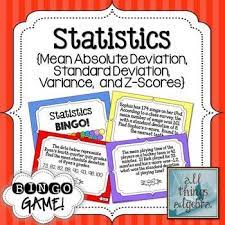 Mean Absolute Deviation Standard Deviation Variance Z Scores Bingo Game Standard Deviation High School Math Functions Algebra