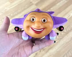 Peluche avion violet Tracy Jay l'avion à réaction véhicule marionnette  vintage