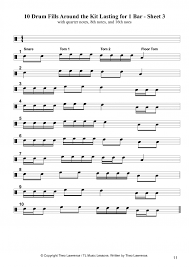 sheet 3 10 easy drum fills lasting 1 bar around the kit