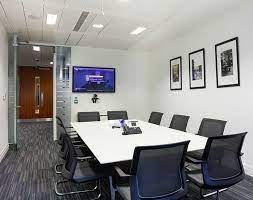 This Meeting Room Has Been Set Up With Video Conferencing Equipment Including A Camera Big Screen Display And Confer Office Fit Out Meeting Room Office Design