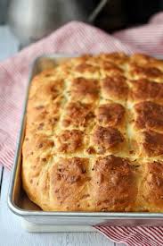 Cheesy Potato And Thyme Pave Bread In A Quarter Sheet Pan In 2020 Bread Cheesy Potatoes Recipes
