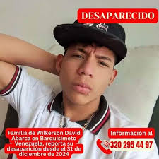 MIGRANTE VENEZOLANO REPORTADO COMO DESAPARECIDO CUANDO SE DESPLAZABA A TAME  . Se trata del ciudadano Wilkerson David Abarca, de tan sólo 20 años de  edad. Según la información suministrada por sus familiares,
