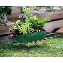 The tin or metal pot holding the flowering plant adds a great variation in potted plant décor you'd typically find in most gardens. Metal Wheelbarrow Planters You Ll Love In 2021 Wayfair