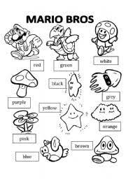 English Worksheet Mario Bros Coloring Color Mario Bros Summer School Fun Mario
