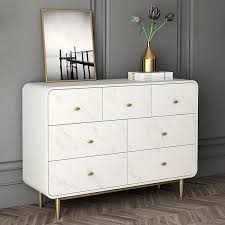 Each of our dressers has it's own style that uplifts your room with a unique finish and look that you'll love. Modern White 7 Drawer Accent Cabinet Storage Dresser Cabinet With Gold Legs