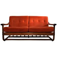 Pleated details on back rest to provide a modern and tailored look. Mid Century Modern Italian Rattan Orange Sofa For Sale At 1stdibs