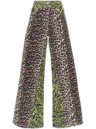 Ganni Wide Leg Animal Print Jeans 249 Buy Online Aw19 Quick Shipping Price Animal Print Jeans Printed Jeans Wide Leg Jeans