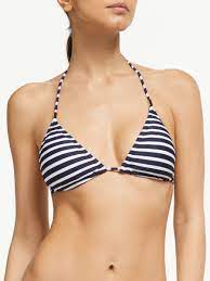 John Lewis Partners Nirvana Stripe Triangle Bikini Top Navy White Bikini Tops Contemporary Outfits Triangle Bikini Top