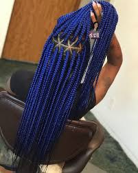 Small Black And Blue Box Braids Braidslayer On Instagram Blue Raspberry Small Part Triangle Braids Boxbraids Braids Tucked Triangle Braids Braided Ponytail Hairstyles Box Braids