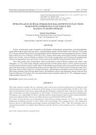 Klik di sini untuk informasi file lengkap jurnal penelitian psikologi selengkapnya. Pdf Pemanfaatan Jurnal Psikologi Dalam Penyusunan Tesis Mahasiswa Psikologi Ugm Tahun 2012 Kajian Analisis Sitiran