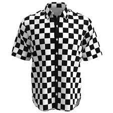 Black And White Checkered Shirt Mens Black White Checkered Box Short Sleeve Button Shirt Camisas De Botao Camisa Look