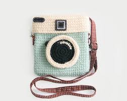 Crochet Lomo Kamera Geldborse Pastell Mint Chocky Rosa Farbe Etsy Crochet Camera Purses Crochet Bag