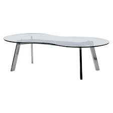 Modern Coffee Table W Round Corner Glass Top Chrome Legs Aptdeco