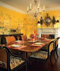 Palm Beach Elegance In The Pink Palace Of Coral Gables Traditional Dining Room Furniture Yellow Dining Room De Gournay Wallpaper