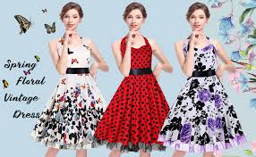 Check spelling or type a new query. Oten Women S Vintage Cocktail Dress Floral Print 1950 S Rockabilly Halter Swing Dresses Amazon Co Uk Clothing