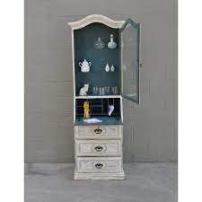 Georgian 1950's vintage secretary desk & bookcase, england. Vintage Painted White Blue Secretary Desk With Display Hutch Chairish