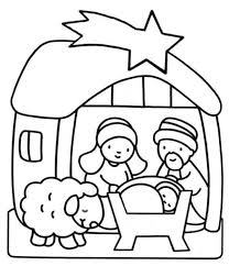 Baby jesus in a manger. Nativity Scene For Kindergarten Kids Coloring Page Nativity Coloring Pages Printable Christmas Coloring Pages Jesus Coloring Pages