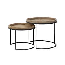 End table set of 2. Light Living Side Table Set Of 2 50x44 And 60x54cm Copan Black And Wood Ideas4lighting Sku61864i4l