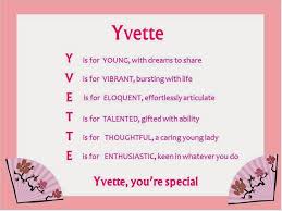 Yvette Poems About Girls Acrostic Poems