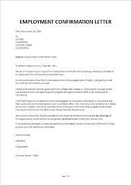 Letter Of Confirmation Of Employment