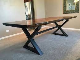 Cedar Dining Table With Custom Base Cedar Table Live Edge Etsy Cedar Table Metal Base Dining Table Live Edge Table