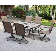 The Lakeside Tile Table With 6 Swivel Chairs From Courtyard Creations Brings Family And Friends Together Comes In Espresso B Patio Tiles Tile Tables Furniture