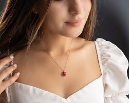 Ruby Jewelry Ruby Necklace Minimalist Necklace Gemstone Necklace Birthstone Necklace 22 K Gold Filled Silver Sterling Gift for Her