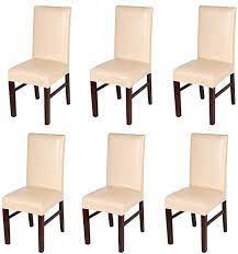 levoberg 6 pieces dining chair cover pu leather waterproof oilproof protective and stretchable chair sl slipcovers for chairs dining chairs dining chair covers