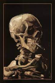 Vincent van gogh art head of a skeleton with a burning cigarette poster canvas painting poster picture of living room decor. Vincent Van Gogh Skull With Cigarette 1885 Art Print Poster 24x36 Amazon Ca Home Kitchen