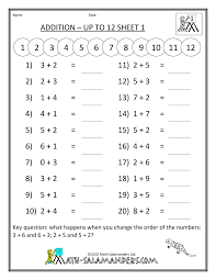1st Grade Math Worksheets Mental Addition To 12 1 First Grade Math Worksheets Math Subtraction Worksheets Math Subtraction