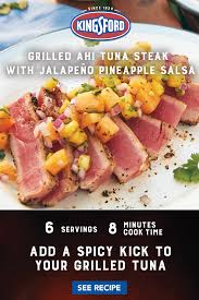 Grilled Ahi Tuna Steak With Jalapeno Pineapple Salsa Grilled Seafood Recipes Recipes Ahi Tuna Steak