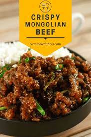 Easy Crispy Mongolian Beef Scrambled Chefs Recipe Easy Chinese Recipes Chinese Beef Recipes Homemade Chinese Food