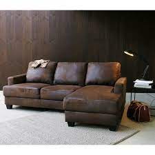 Ecksofa 3 4 Sitzer Aus Microsuede Mit Ecke Rechts Braun Maisons Du Monde Braunes Ledersofa Ecksofa Sofa