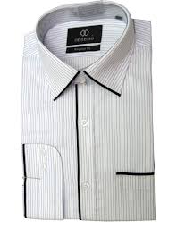 Light Blue White Shirt With Black Piping