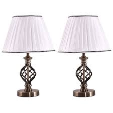 Narrow shades or wide shades, tall or squat. Set Of 2 Antique Brass Bedside End Table Nightstand Lamp W Led Bulb Office Walmart Canada