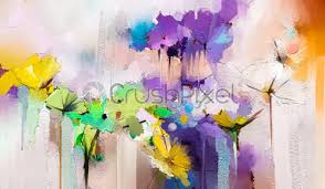 Original acrylic painting on canvas 9x12 ***abstract flowers in vase***. Abstract Colorful Oil Acrylic Painting Of Spring Flower Hand Painted Stock Photo Crushpixel