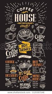 Blackboard Coffee Restaurant Menu Vector Drink Flyer For Bar And Cafe Design Template With Vintage Hand D Coffee Restaurants Cafe Menu Design Menu Restaurant