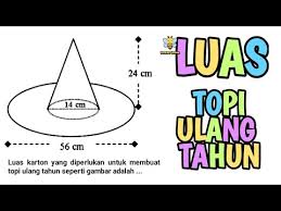 Luas kain yang diperlukan untuk membuat topi tersebut adalah. Hots Luas Topi Ulang Tahun Berbentuk Kerucut Youtube