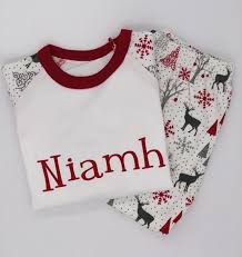 Personalised Names Christmas Pyjamas Snowflake Snowman Girls Boys Xmas Pjs Kids Nightwear