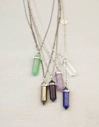 Crystal Stone Necklace Crystal Point Chakra Crystal Necklace Etsy In 2021 Crystal Point Necklace Crystal Necklace Pendant Extra Long Necklace